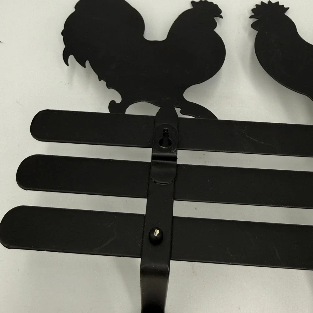 Unbranded Rooster Wall Hook Rack Home Black Metal Farmhouse Decor 4 Hooks